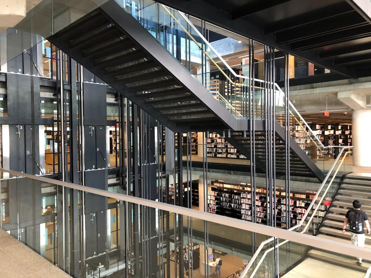 Photo of an ornate, modern main stairwell.